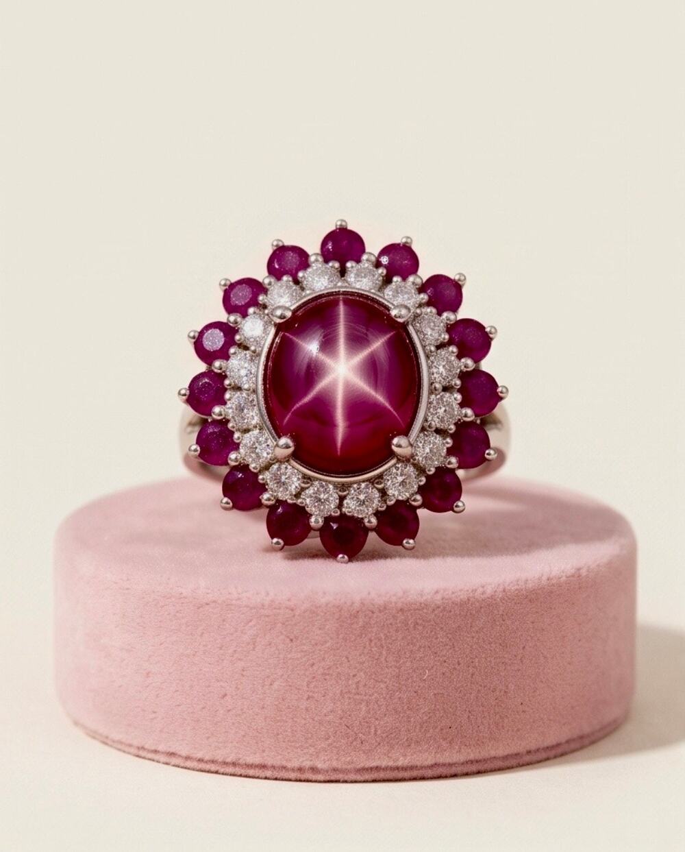 Vintage Star Ruby Ring Size 5 Sterling Silver Double Shank
